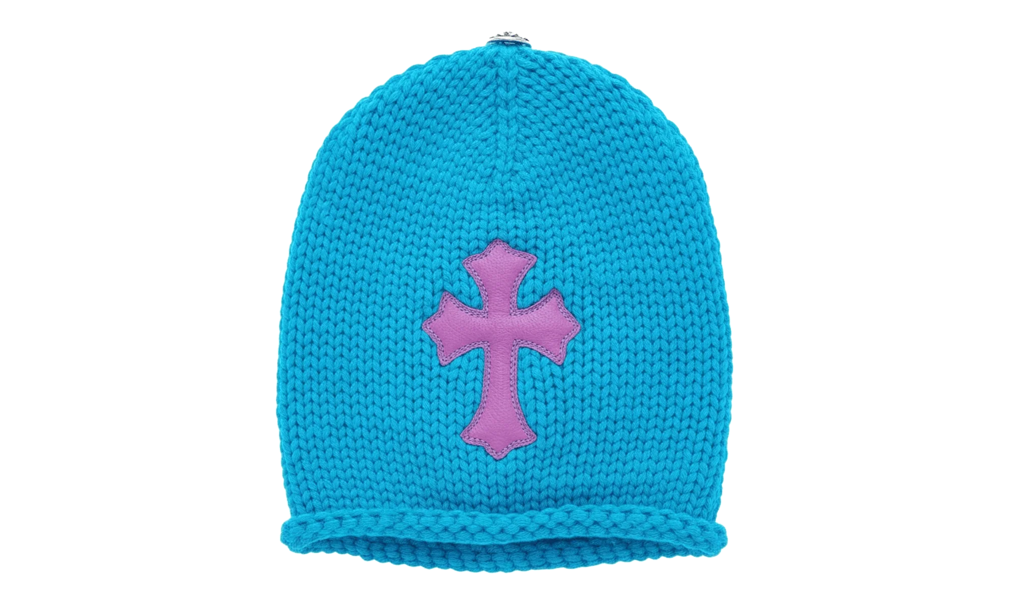 Leather Cross Patch Cashmere Knit Beanie "Blue / Purple" CHRM1132