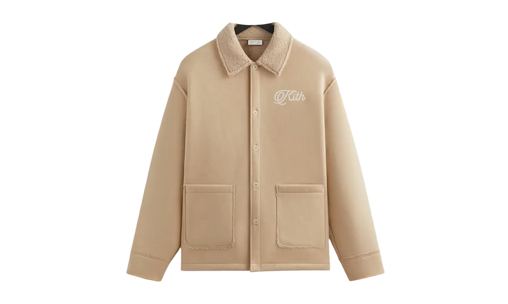 Faux Shearling Long Sleeve Boxy Collared Overshirt "Stolid" khm032631 3037