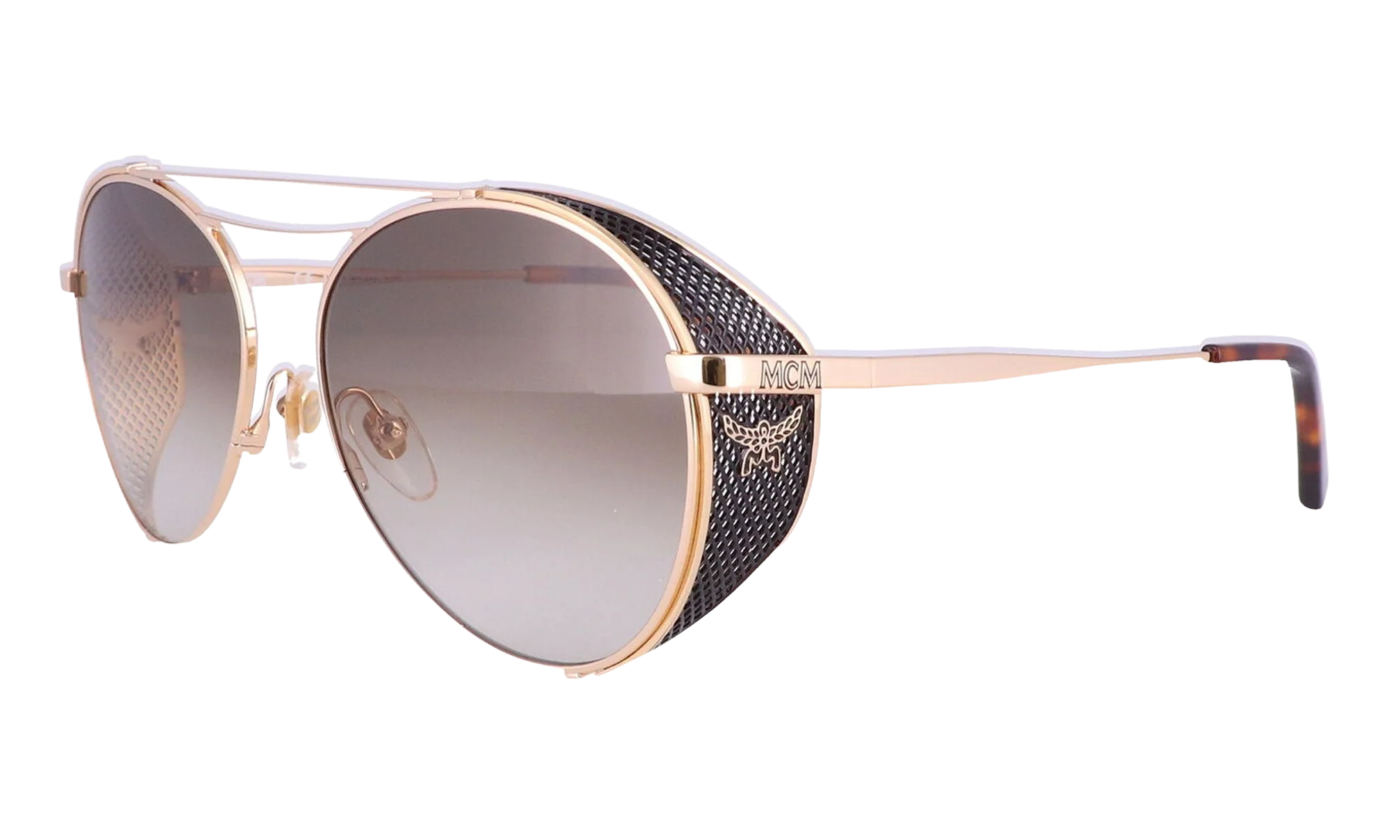 Double Bridge Aviator Sunglasses "Shiny Gold" MCM129S-739