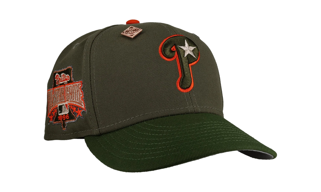 59FIFTY Philadelphia Phillies 1996 All Star Game Fitted Hat "Olive / Orange" NE349