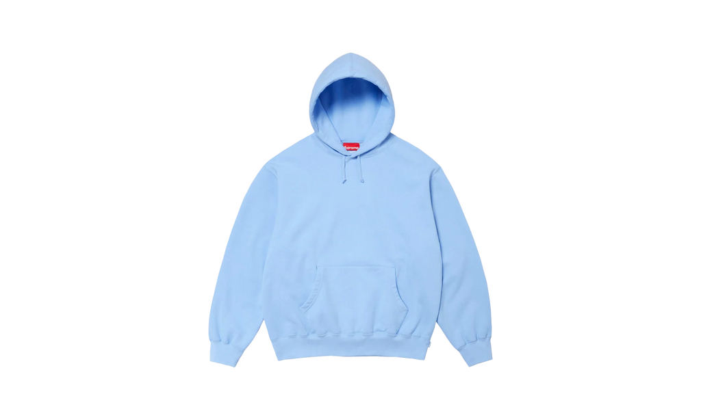 SATIN APPLIQUÉ HOODED SWEATSHIRT "FW24 - Light Blue" SU528