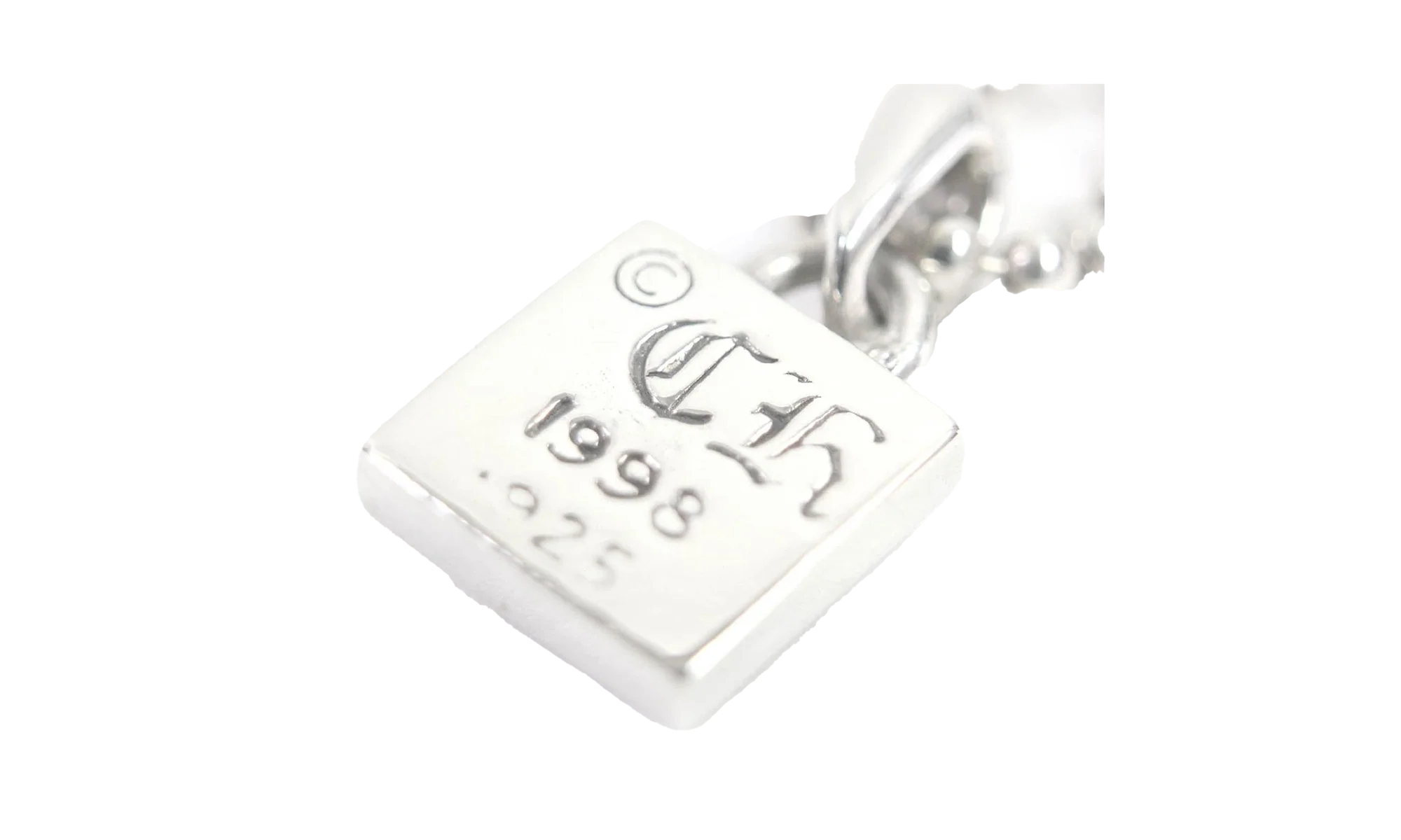 Autre Marque Heart Square Pendant & Necklace "Silver" CHRM0642