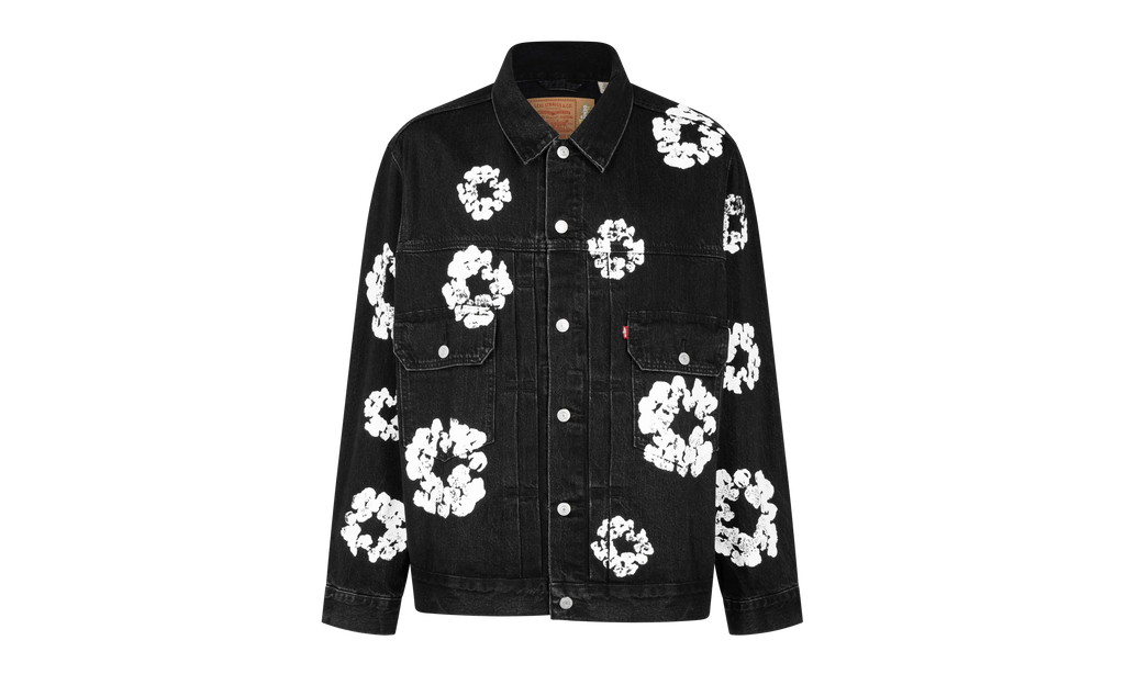 The Cotton Wreath Denim Jacket "Black" DT15
