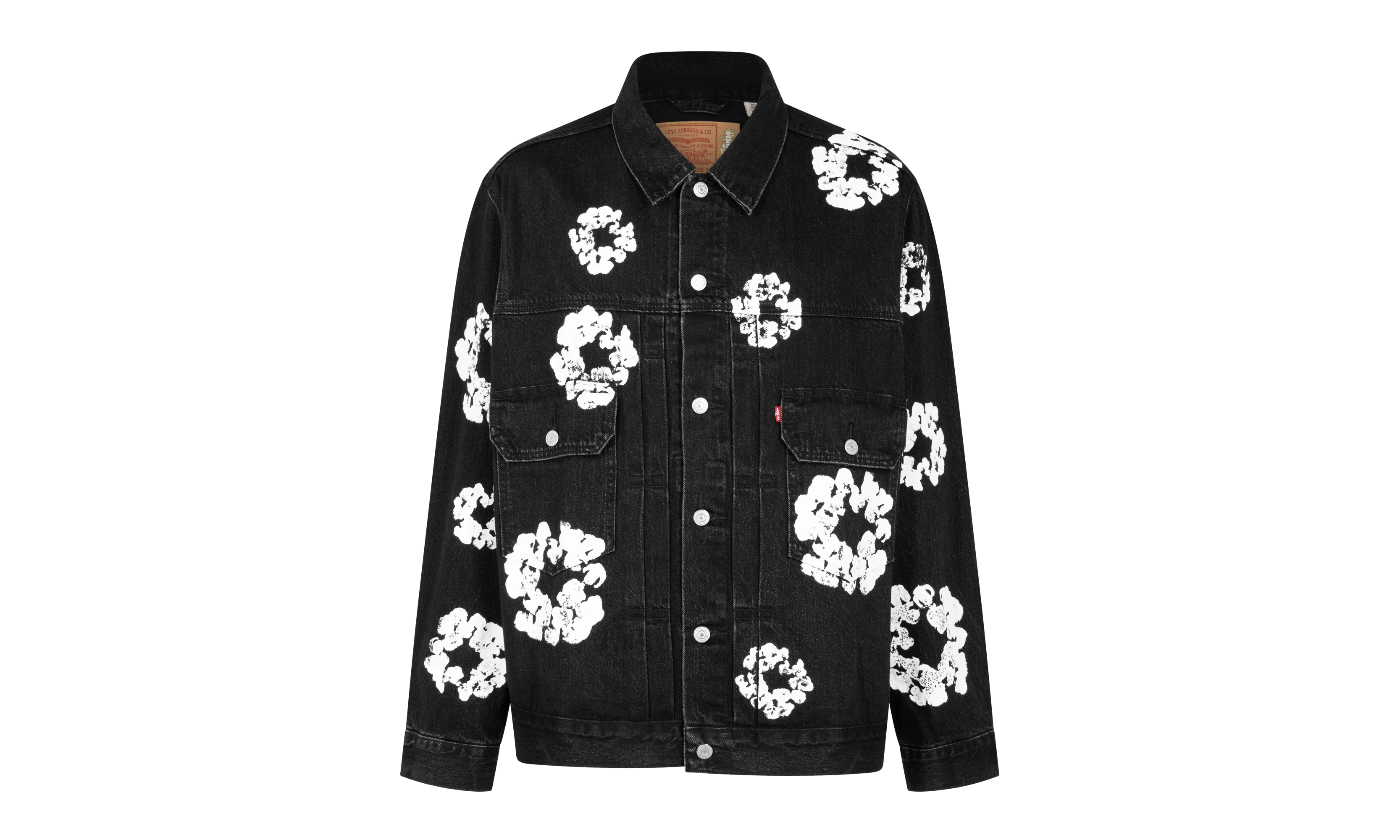 The Cotton Wreath Denim Jacket "Black" DT15