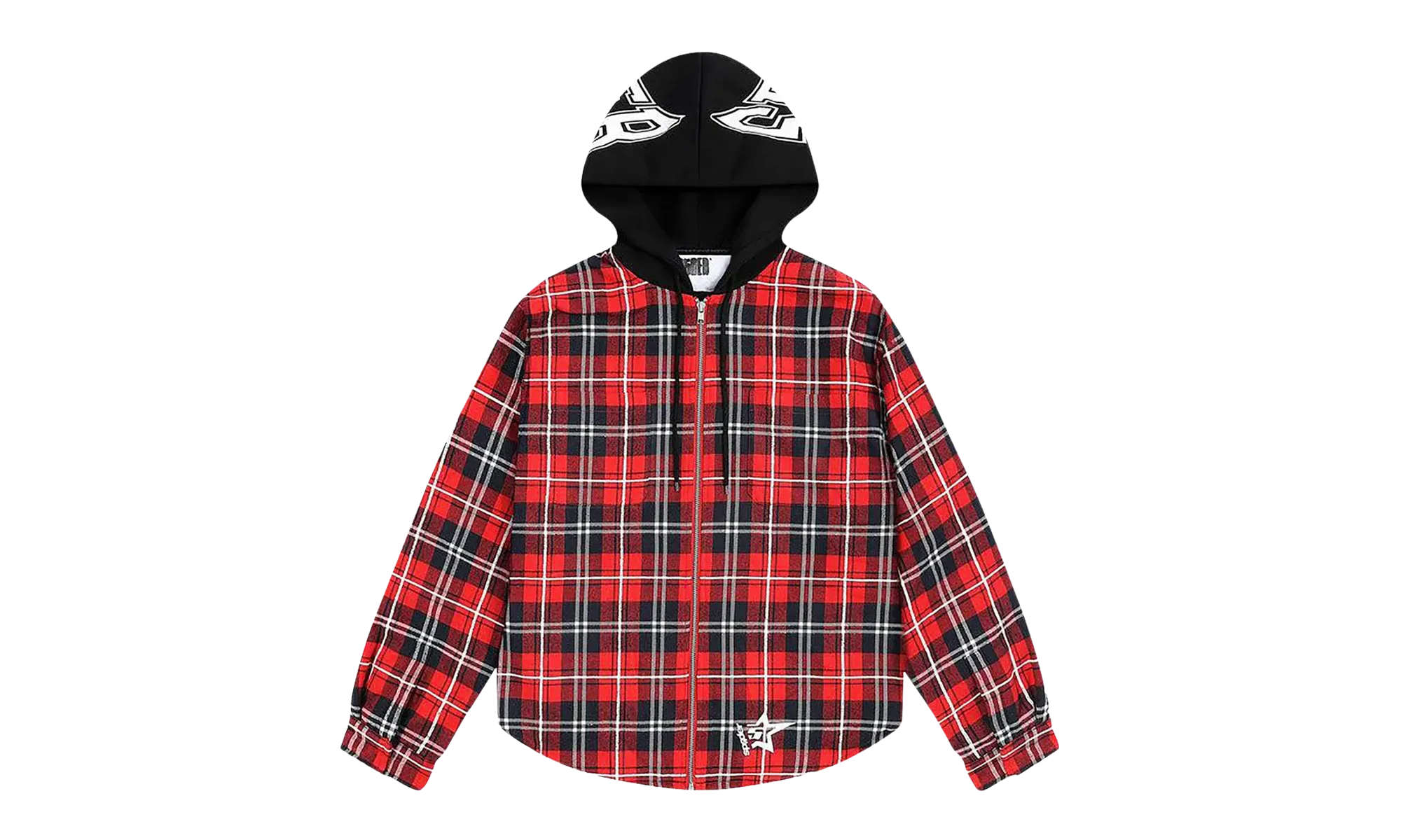 HOODED ZIP FLANNEL SHIRT JACKET "Red Plaid" SP5der284