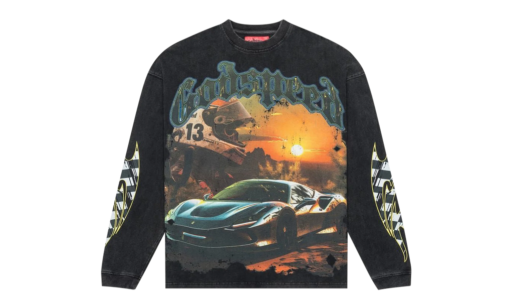 Sunset Drift LS T-Shirt "Black Wash" 8ZDGNQ1F