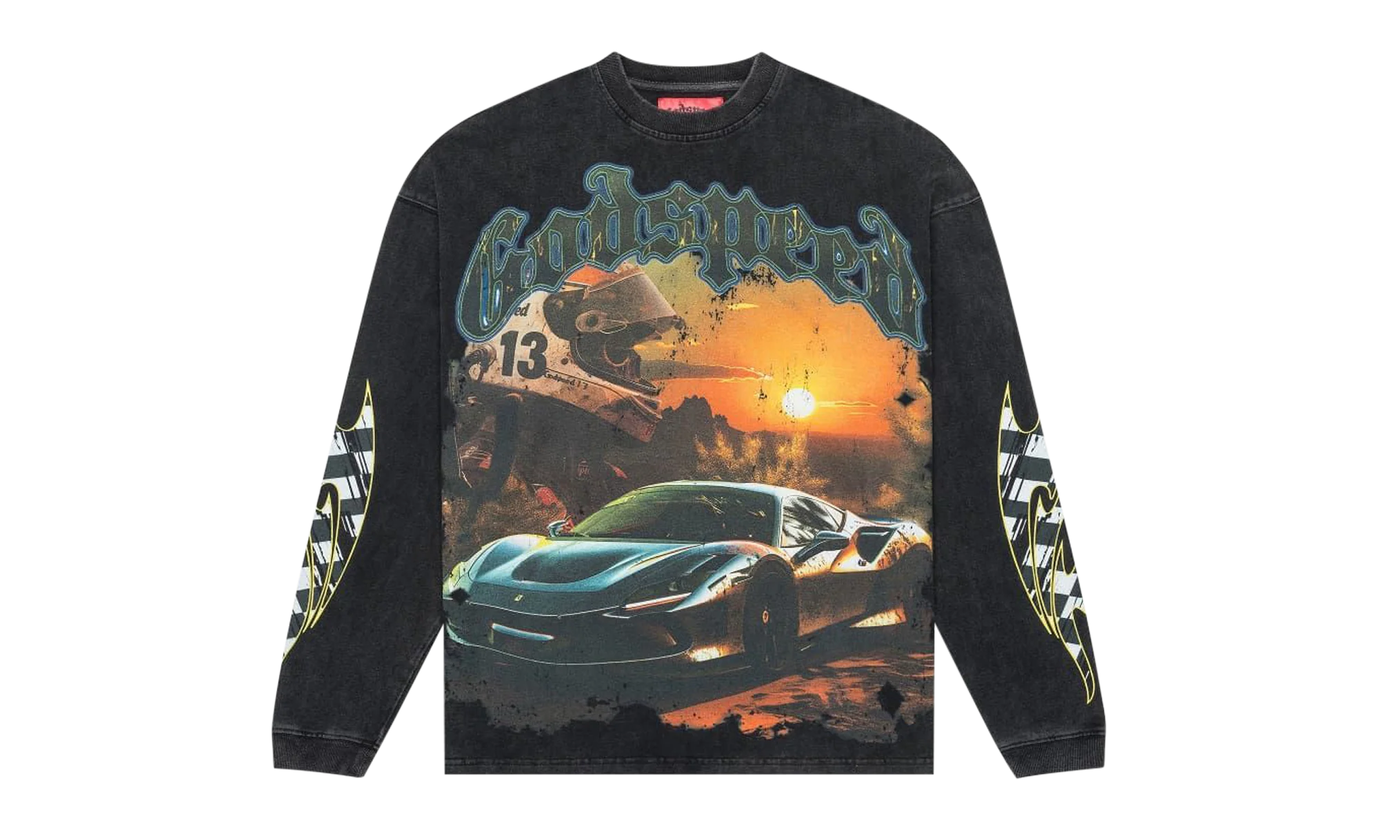 Sunset Drift LS T-Shirt "Black Wash" 8ZDGNQ1F