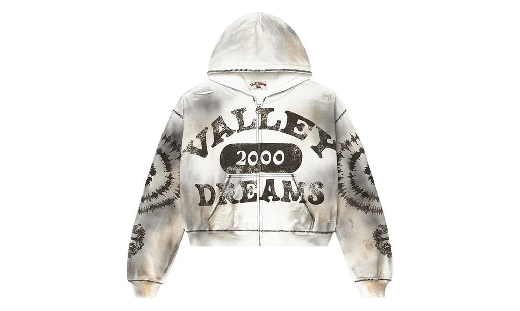 Spiral Zip Up Hoodie "Dark White" 11451 10004VFSZUH DARK