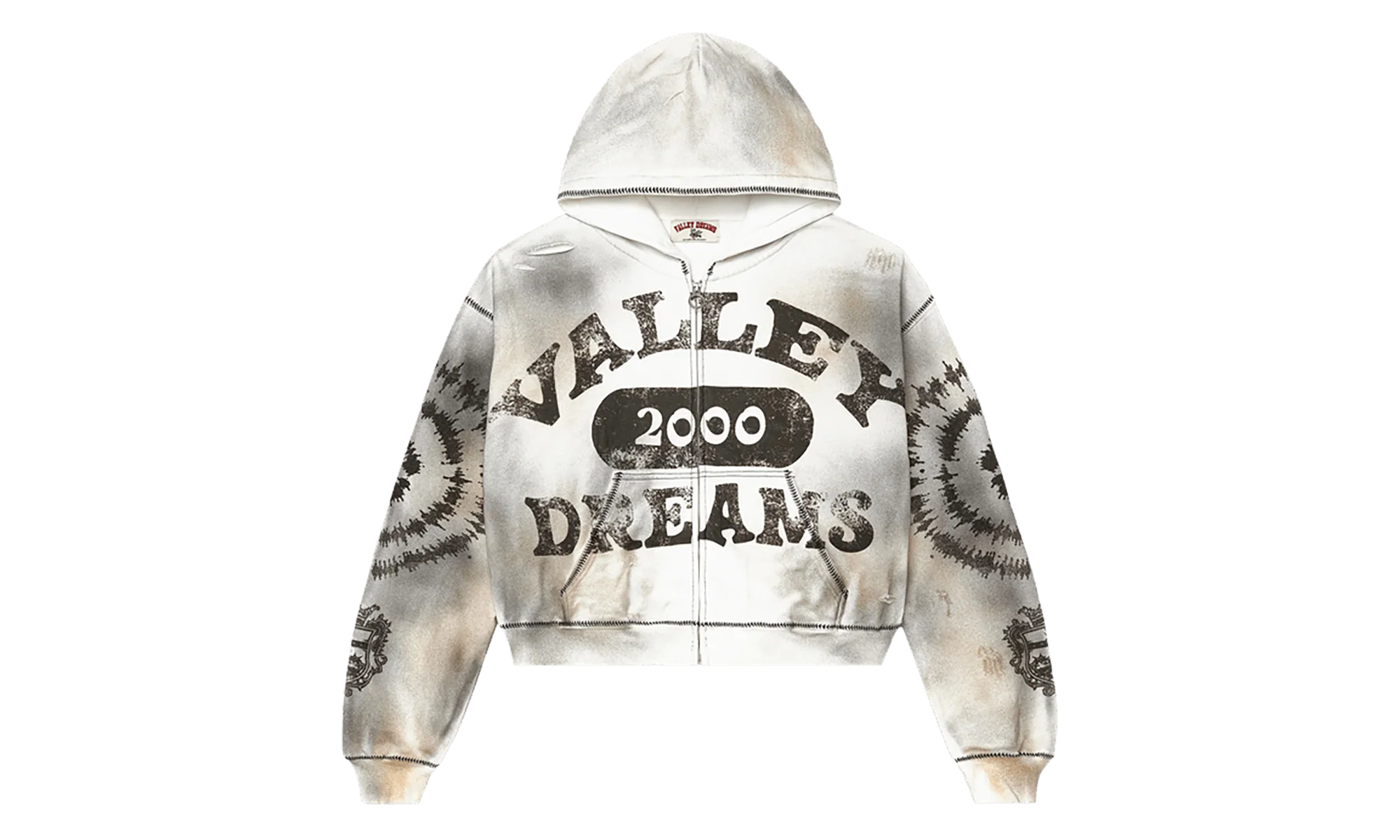 Spiral Zip Up Hoodie "Dark White" 11451 10004VFSZUH DARK