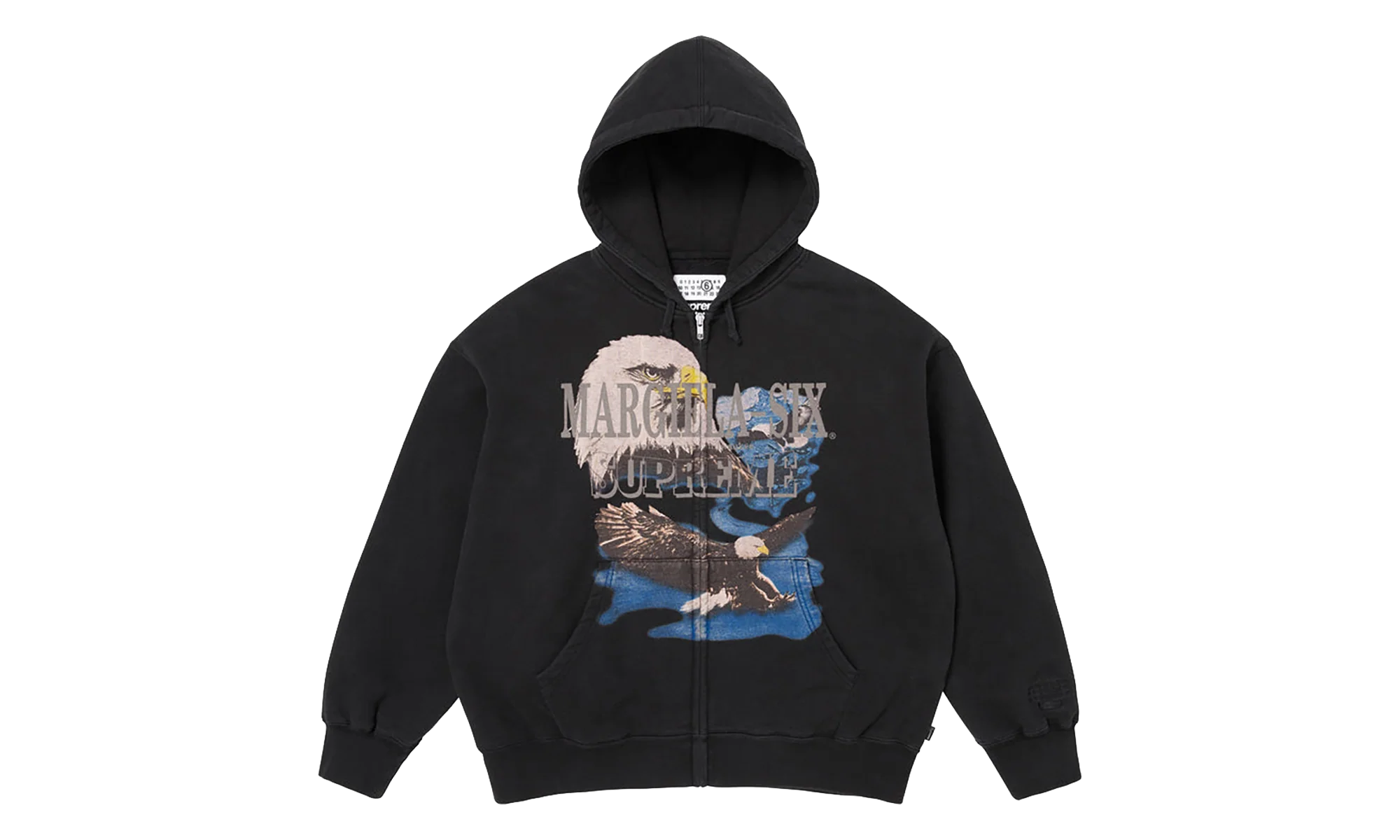 MM6 Maison Margiela Eagle Zip Up Hooded Sweatshirt "SS26 - Black" SU27173