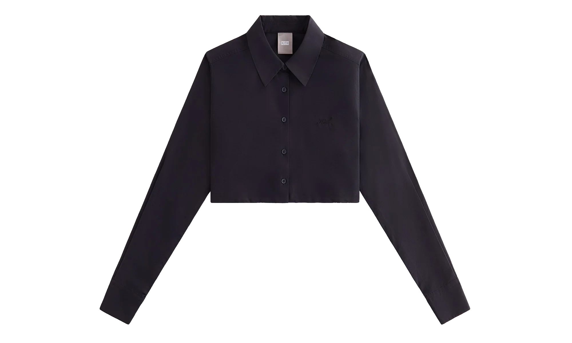 Nylon Faille Cropped Button Down "Black" khw030333 001