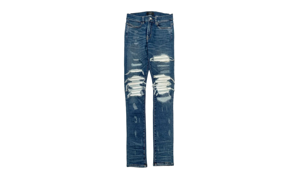 MX1 White Leather Patchwork Jeans "Classic Indigo (2017)" AMLPWJCI2017