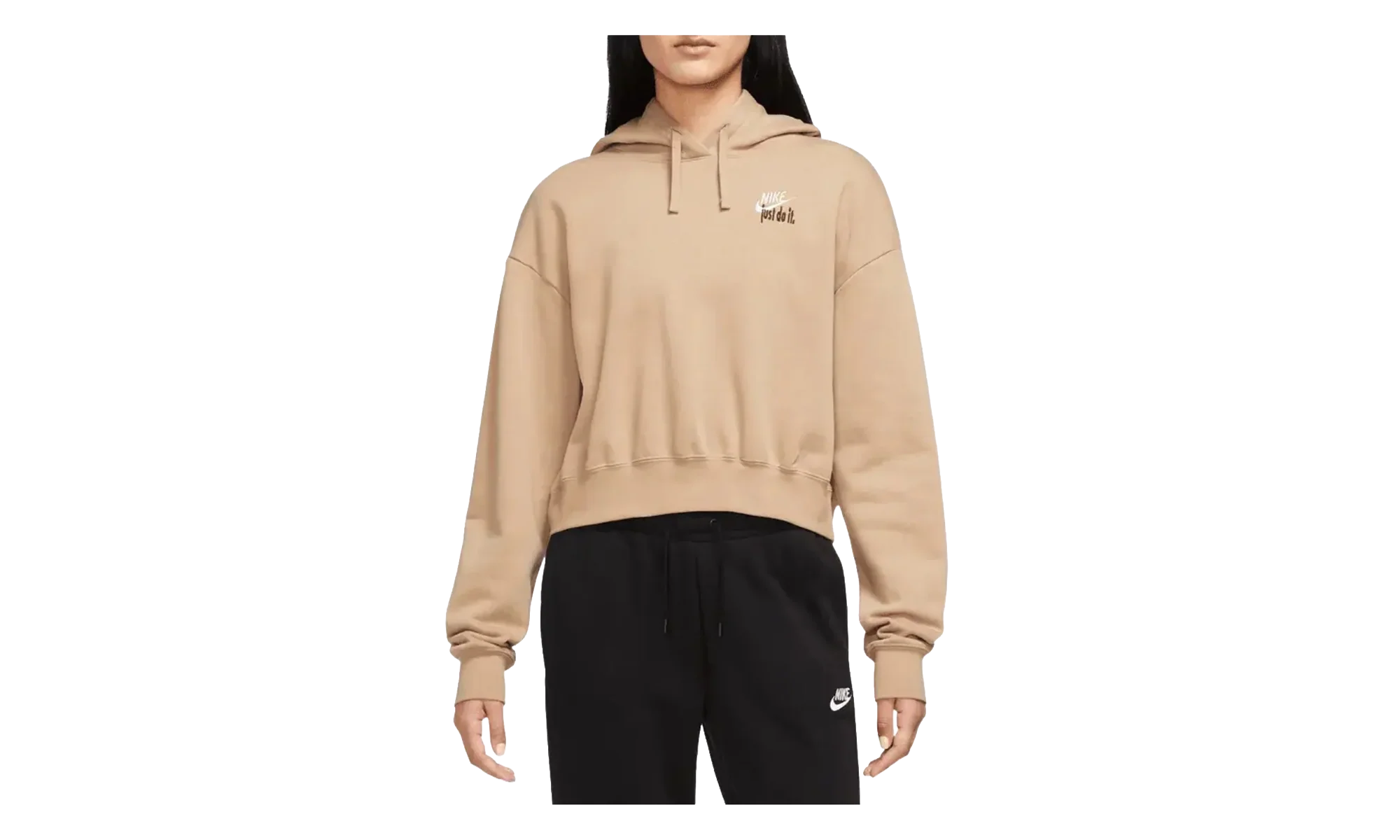 Sportswear Club Fleece Oversized Cropped Pullover Hoodie WMNS "Brown" FB8258 200