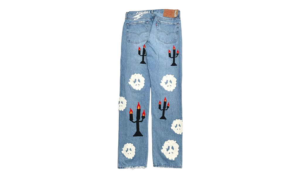 Levi's 501 Virgil Abloh Printed Jeans "Message in a Tear - Indigo" DT306