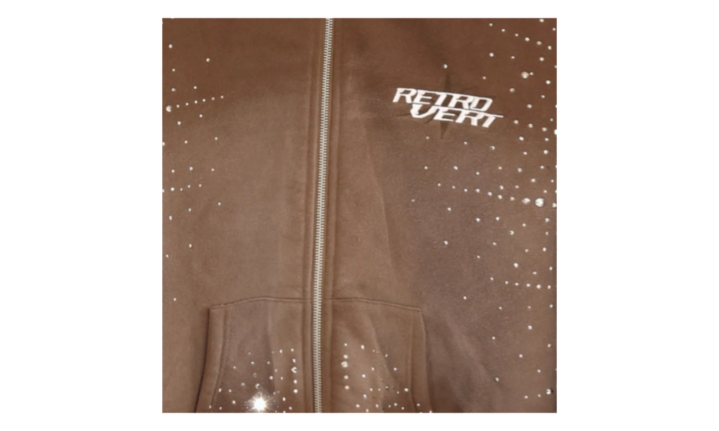 Rhinestone Zip Up Jacket "Brown" RET029
