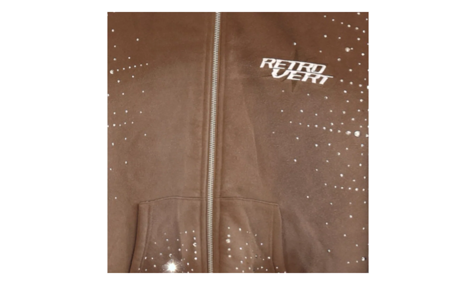 Rhinestone Zip Up Jacket "Brown" RET029