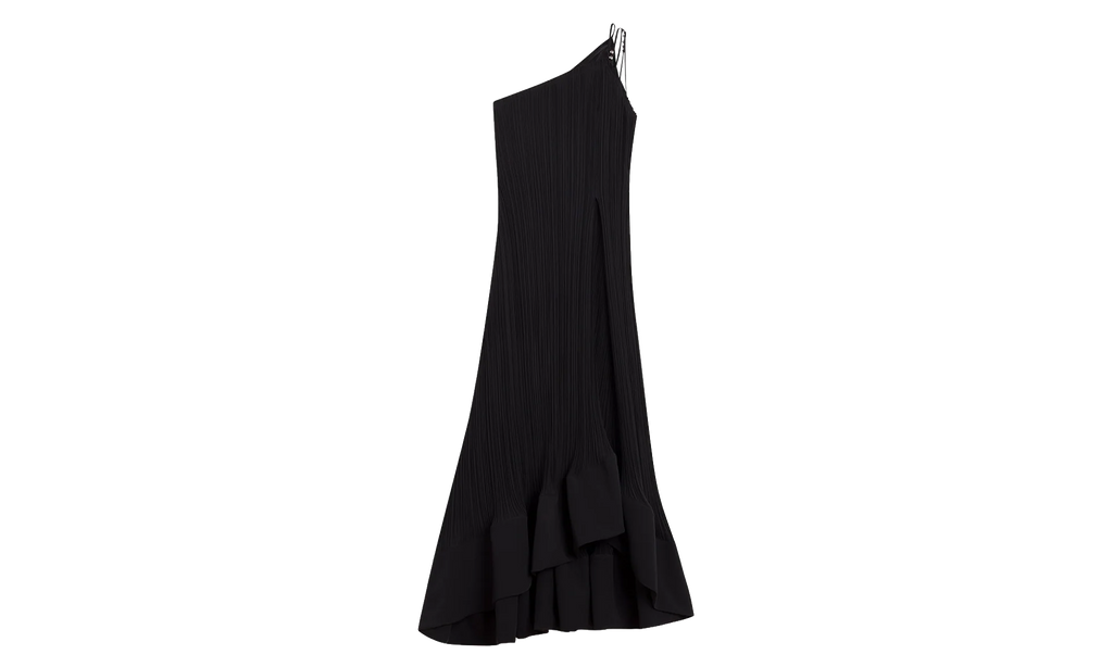 ONE-SHOULDER PLEATED LONG DRESS "Black" RW DR0011 5904 P24_10