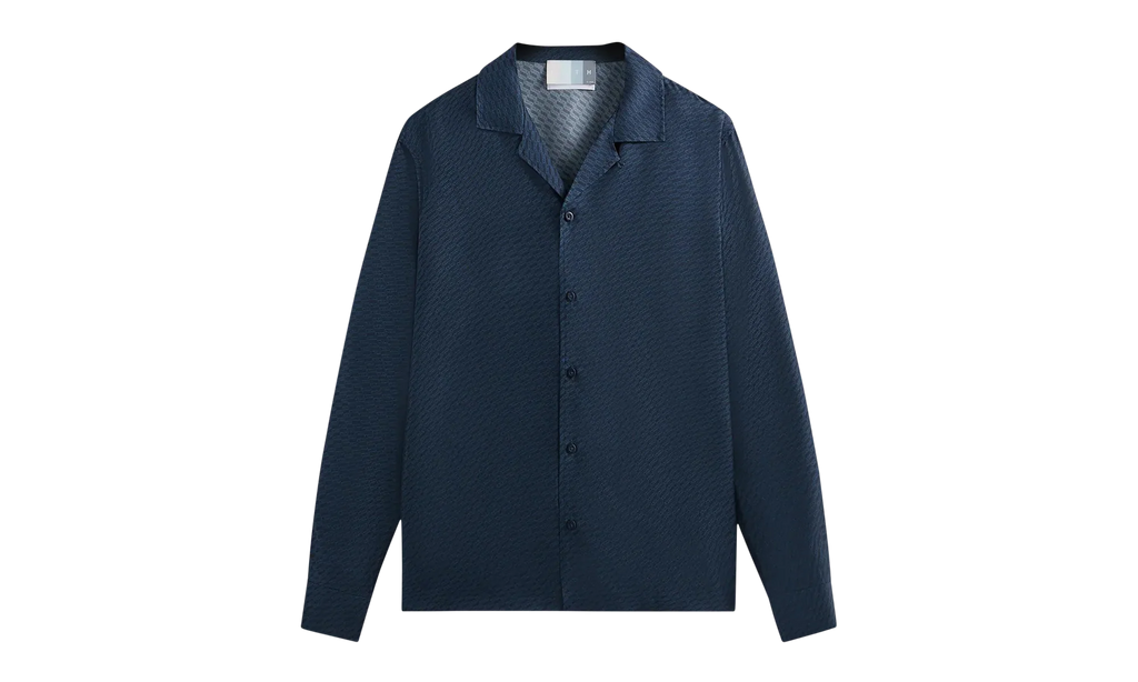 Monogram Silk Long-Sleeve Thompson Camp Shirt "Nocturnal" KHM031515 413
