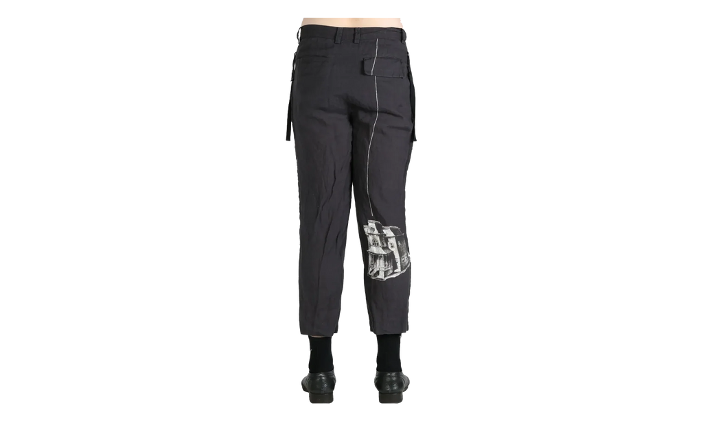 Printed Linen Trouser "Black Base" UC1E4501 1 BLAC