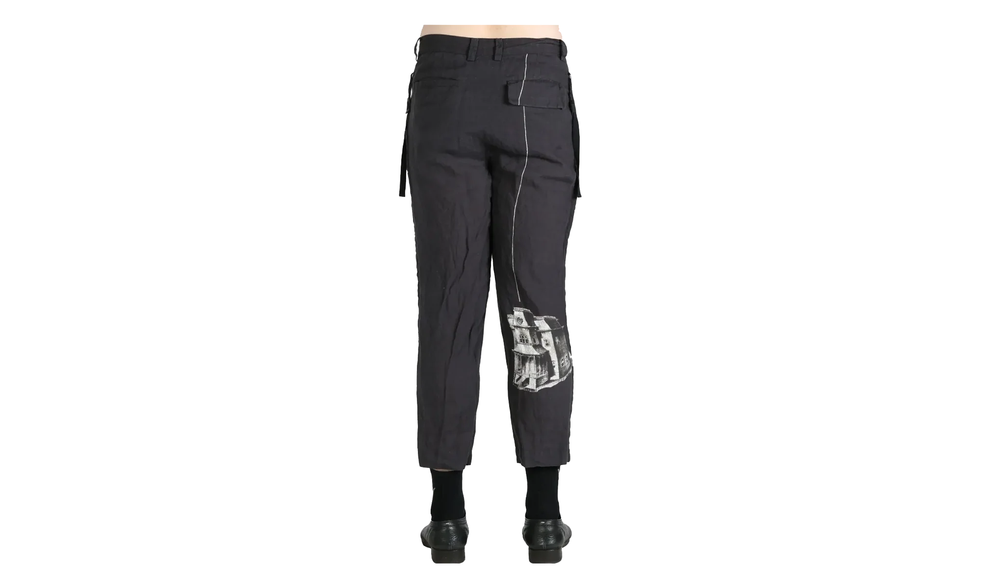 Printed Linen Trouser "Black Base" UC1E4501 1 BLAC
