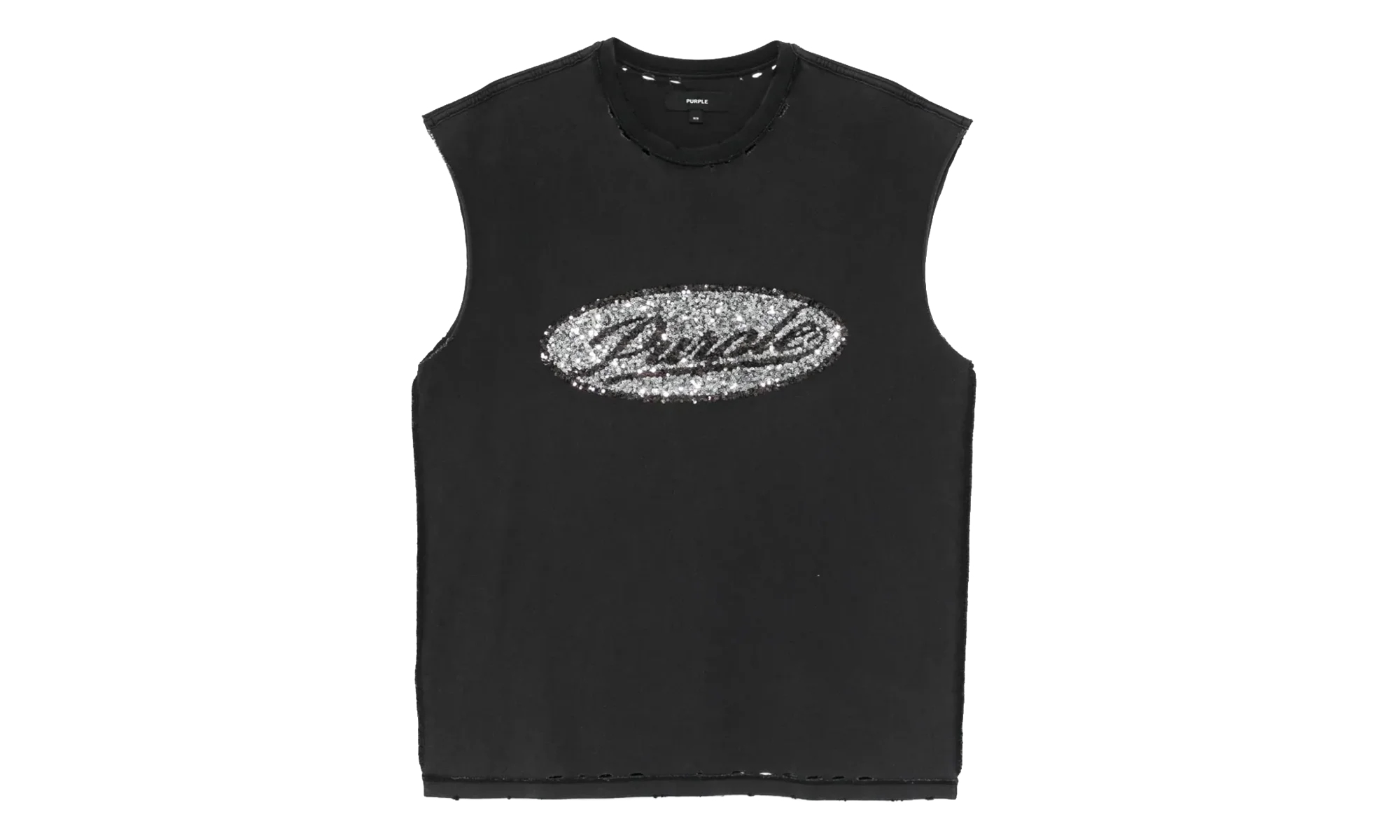Sequin Script Sleeveless Tee "Black" P103 TBDS226