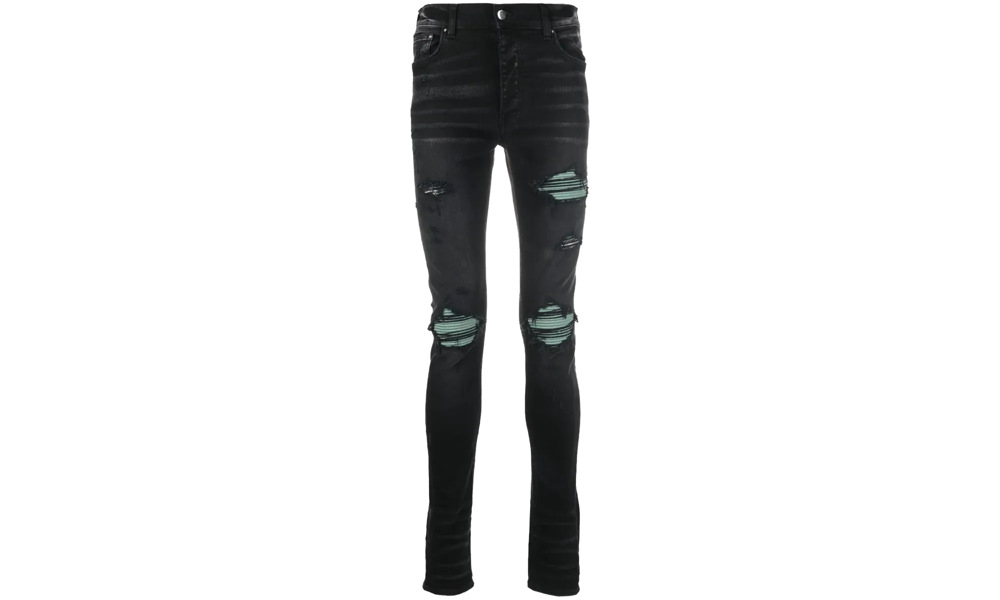 MX1 Green Ultra Suede Repair Jeans "Aged Black" SS22MDS007 023