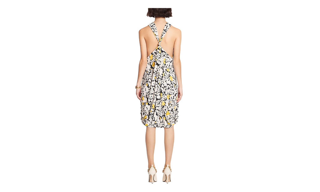 FLORAL KNEE-LENGTH TWISTED BACK DRESS "Black Multi" RW DR0018 5763 A23 10