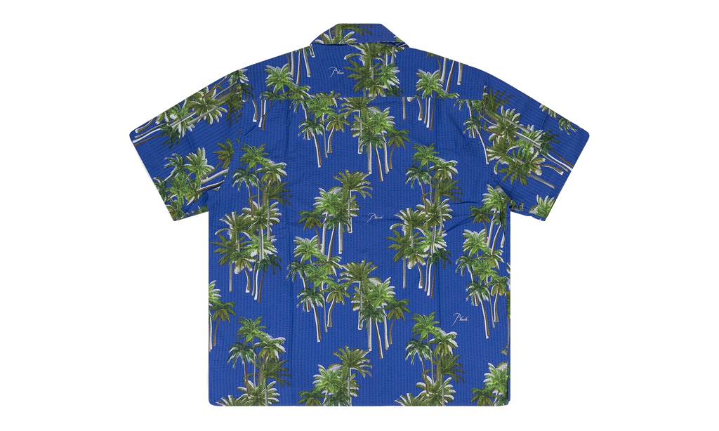 Searsucker Hawaiian Button-down Shirt "Blue" RHD-MTPS-0094