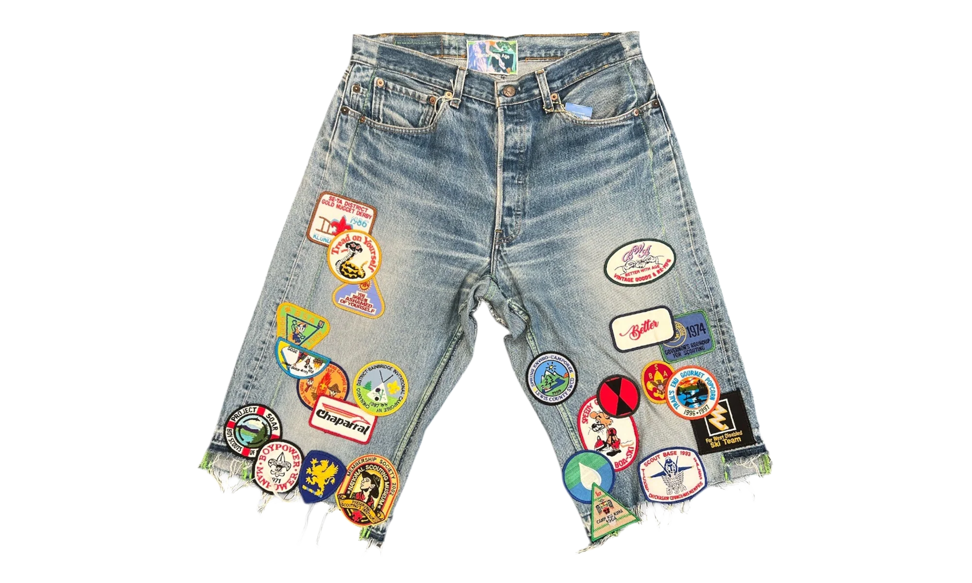 Gentlemen's Triple-Wide Long Denim Shorts "Indigo" BWA94