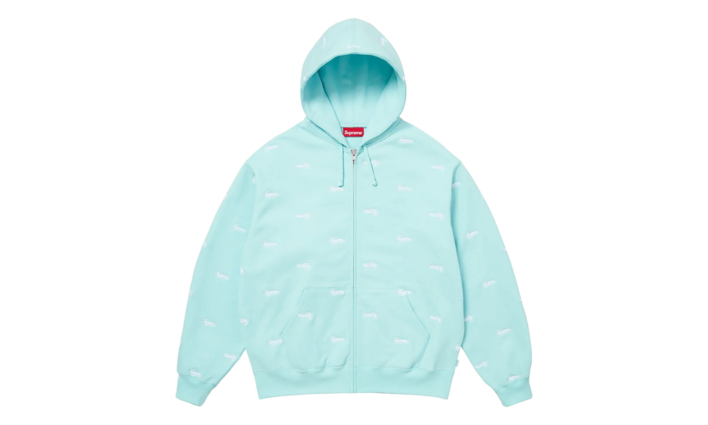 Repeat Script Zip Up Hoodie "FW25 - Aqua" SU27084