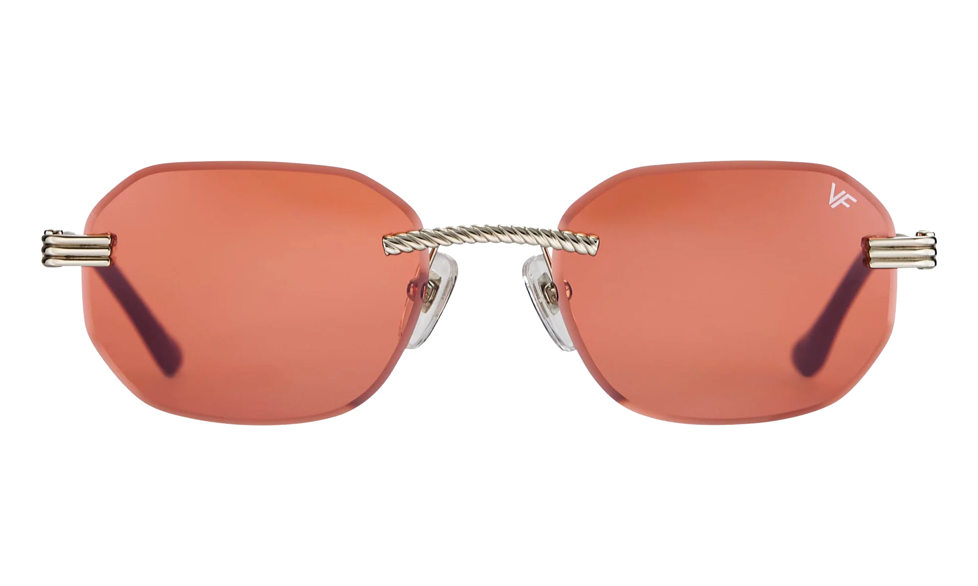 Hustler Rimless Drill Mount 24KT "White Gold / Blood Orange" DMHU2 0048 44C5