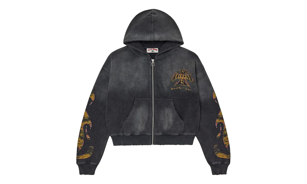 Reborn Waffle Knit Zip Up "Black" VAL139