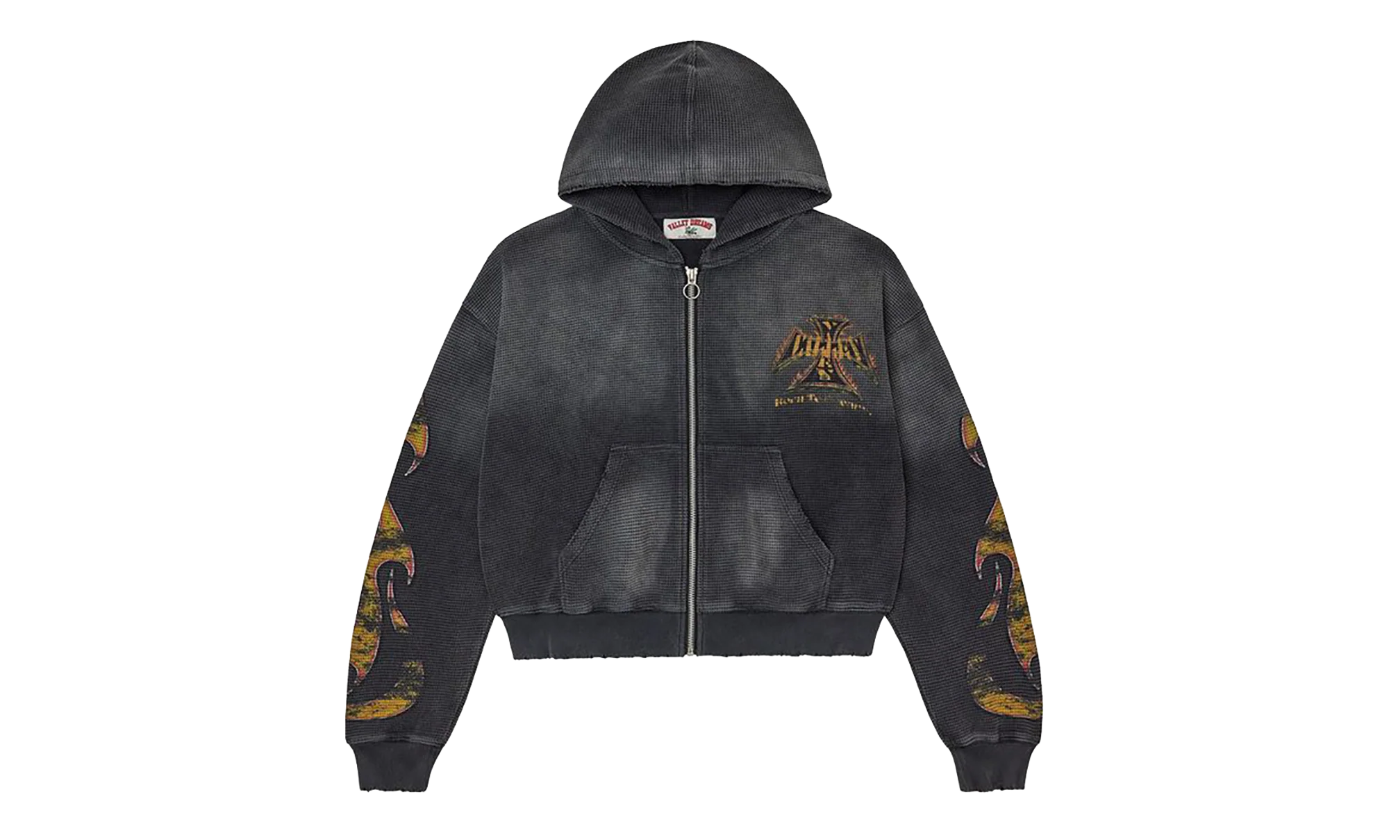 Reborn Waffle Knit Zip Up "Black" VAL139