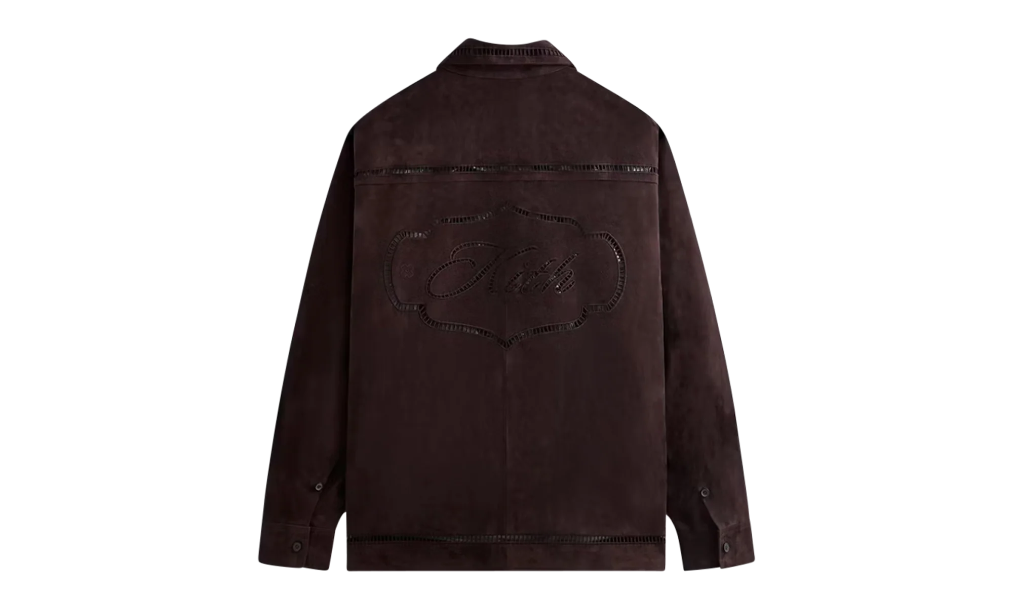 Ladder Stitch Suede Boxy Collared Overshirt "Brown" khm032333 244