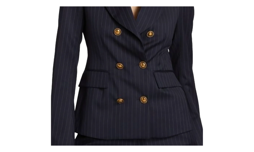 Pinstripe Double Breasted Blazer Suit Jacket "Navy" 0400022558453