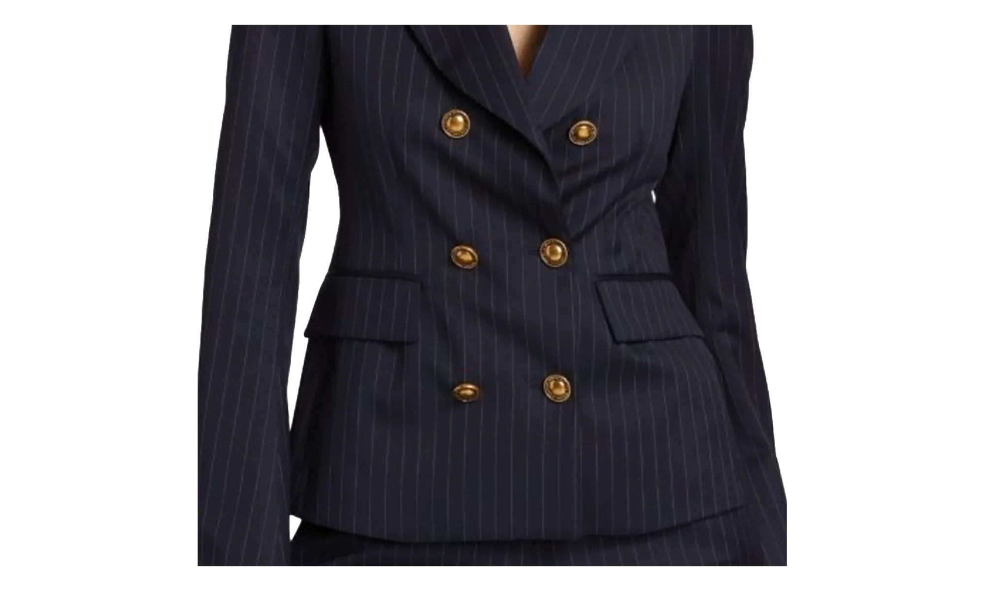 Pinstripe Double Breasted Blazer Suit Jacket "Navy" 0400022558453