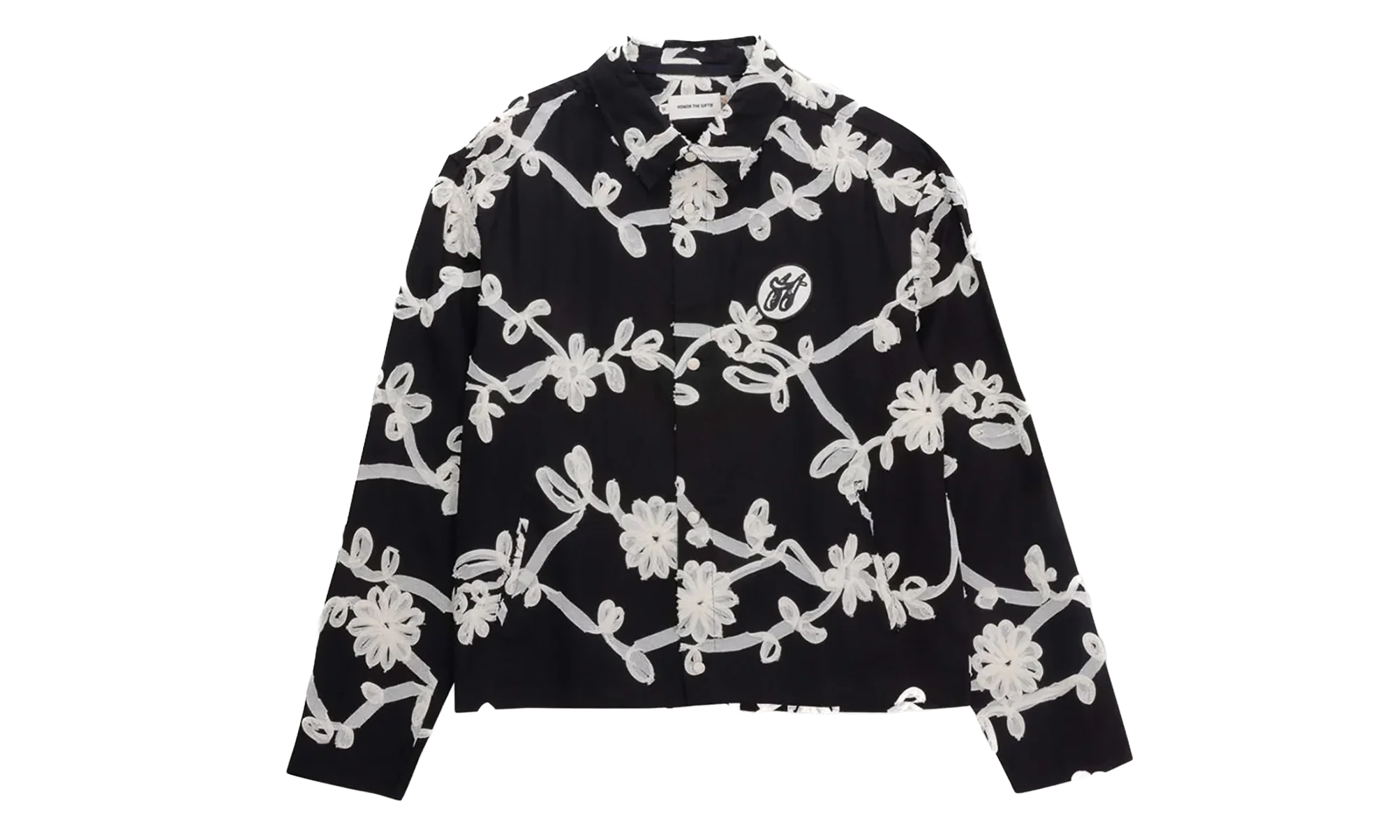 Floral Ribbon Button Up Shirt "Black" HTG260147 BLK