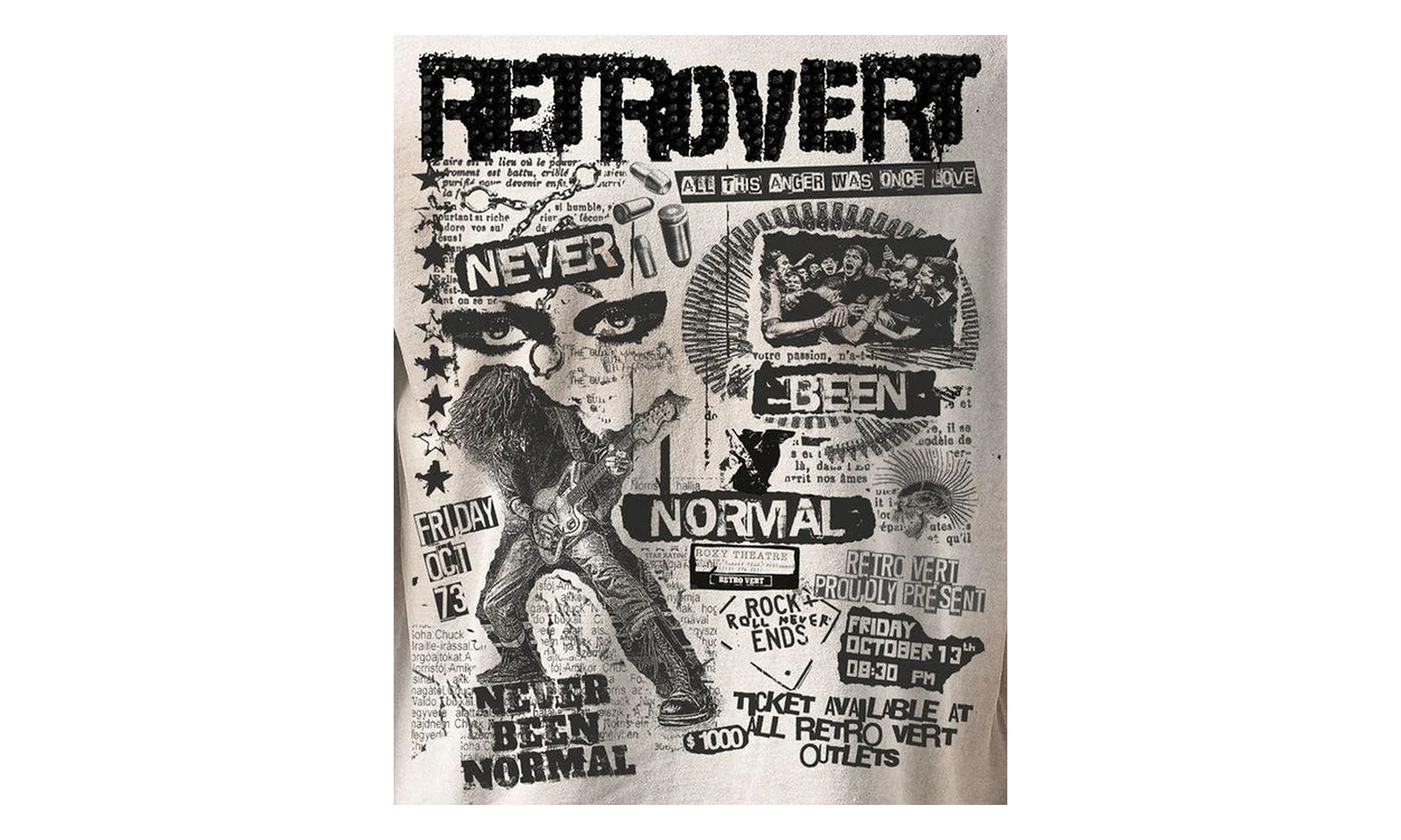 Rhinestone Never Been Normal T-Shirt "White" RET001