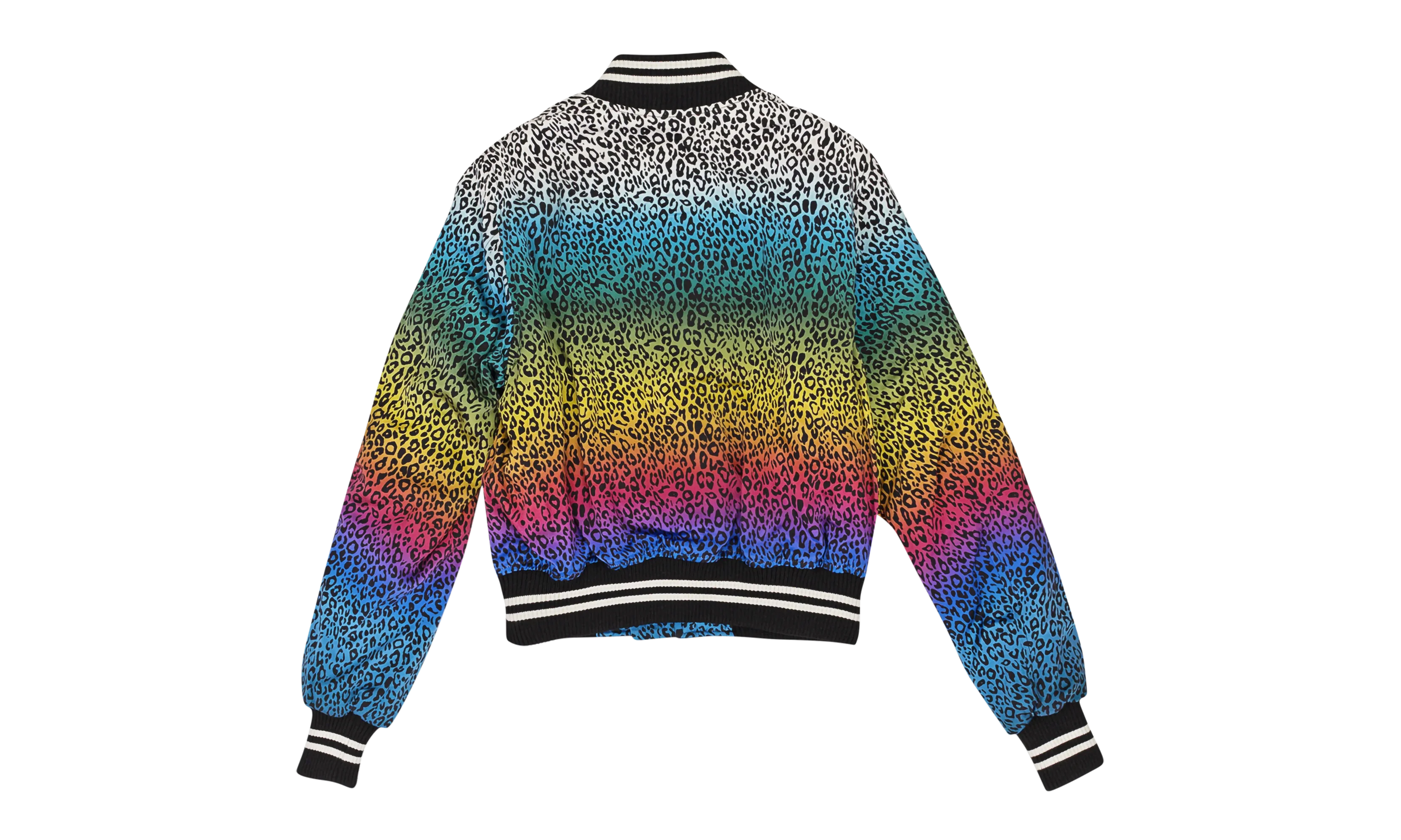 Silk Rainbow Leopard Bomber Jacket "Black" WOBOM-SLRBLW