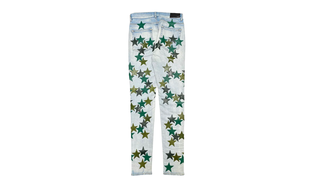 Leather Star Patch Jeans "Chemist - Light Indigo Green Multi" SS22MDS022 485