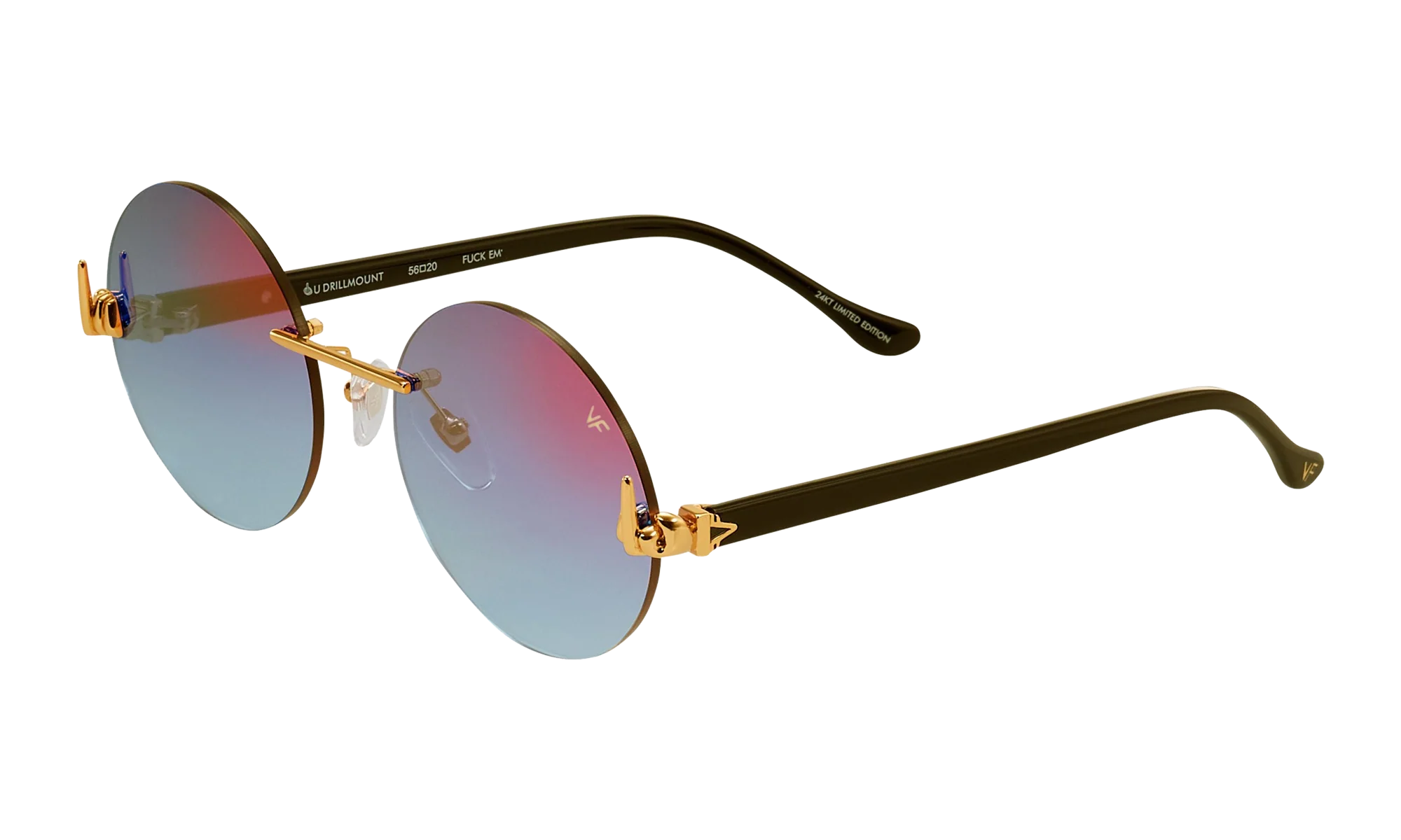 508 Rimless Drill Mount F.U. Edition 24KT "Yellow Gold / Black / Grape Pop" DMMF2 0009 16T7