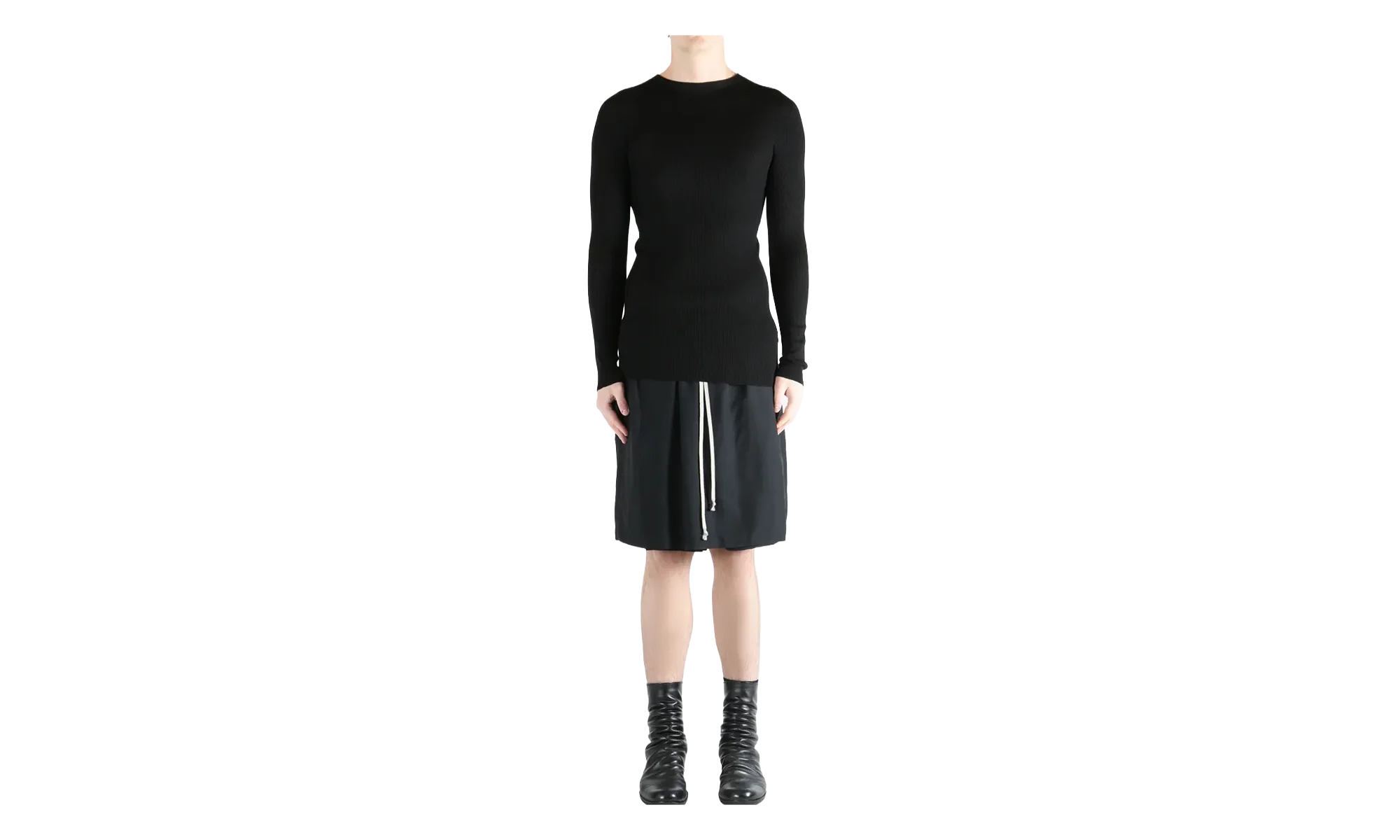 Ribbed Round Neck Top "Black" RU01F2637 RIBM 09