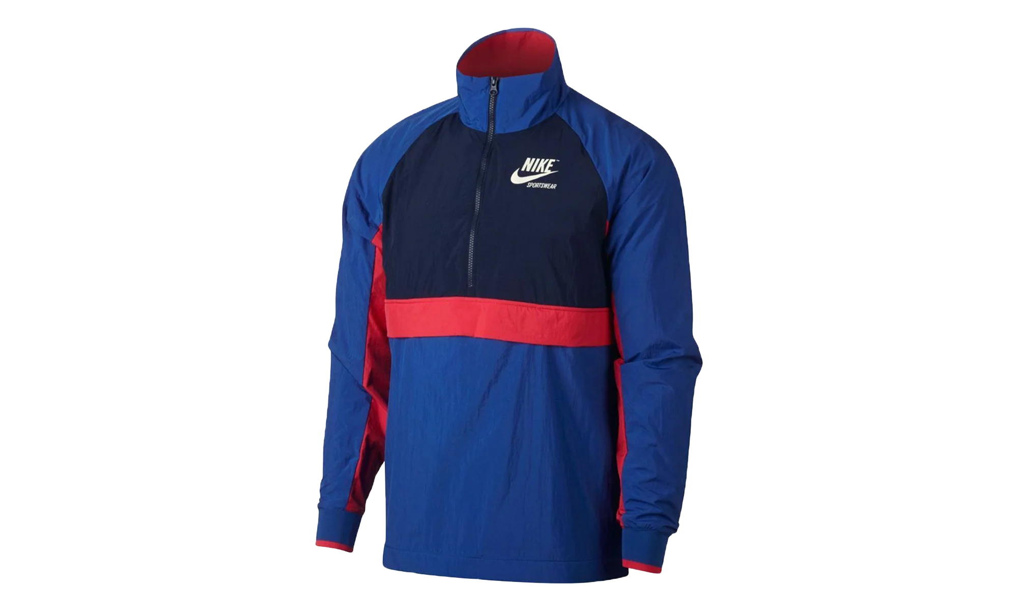 Half Zip Woven Archive Athletic Rain Jacket "Deep Royal Blue / Obsidian / White" 921743 480