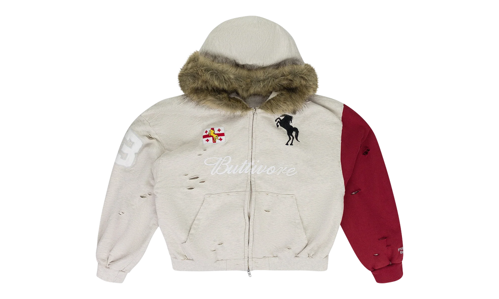 Buttivore Fur Lined Zip Hoodie "Oatmeal Melange" PI00006