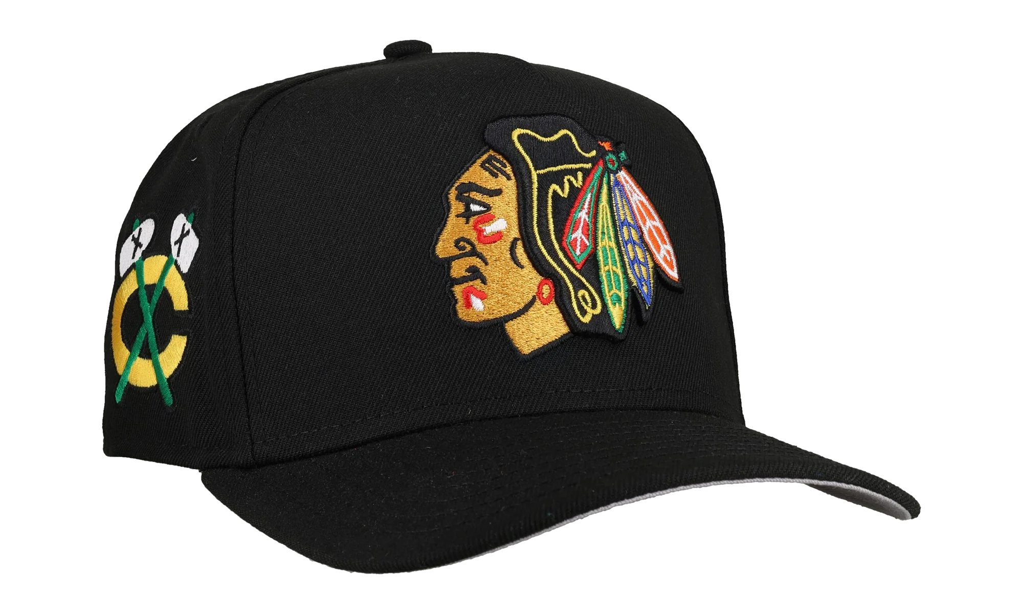 9FIFTY Chicago Blackhawks Team Color A Frame Snapback Hat "Black (Grey Brim)" NE470