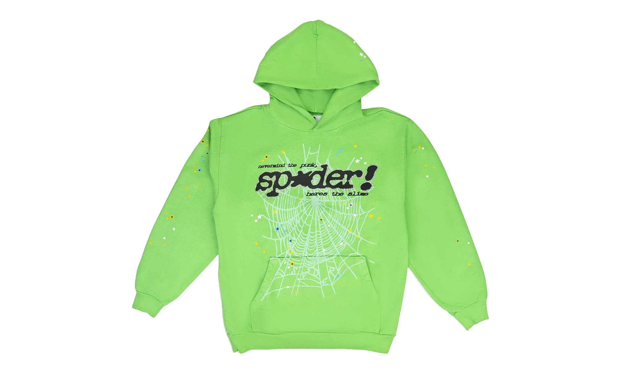 Rhinestone Punk V2 Hoodie "Slime Green" SP5der369