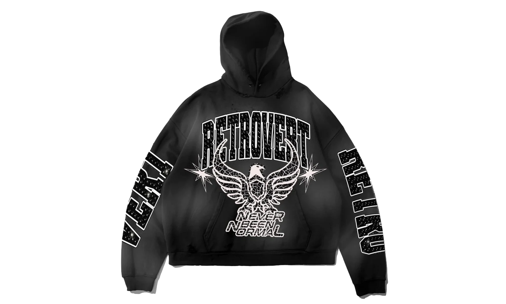 Rhinestone Never Been Normal Hoodie "Black" RET007