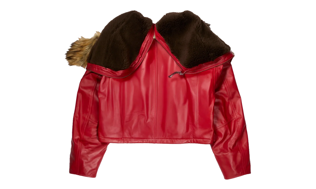 Leather Cropped N3B Jacket "Red" 12115561 RED