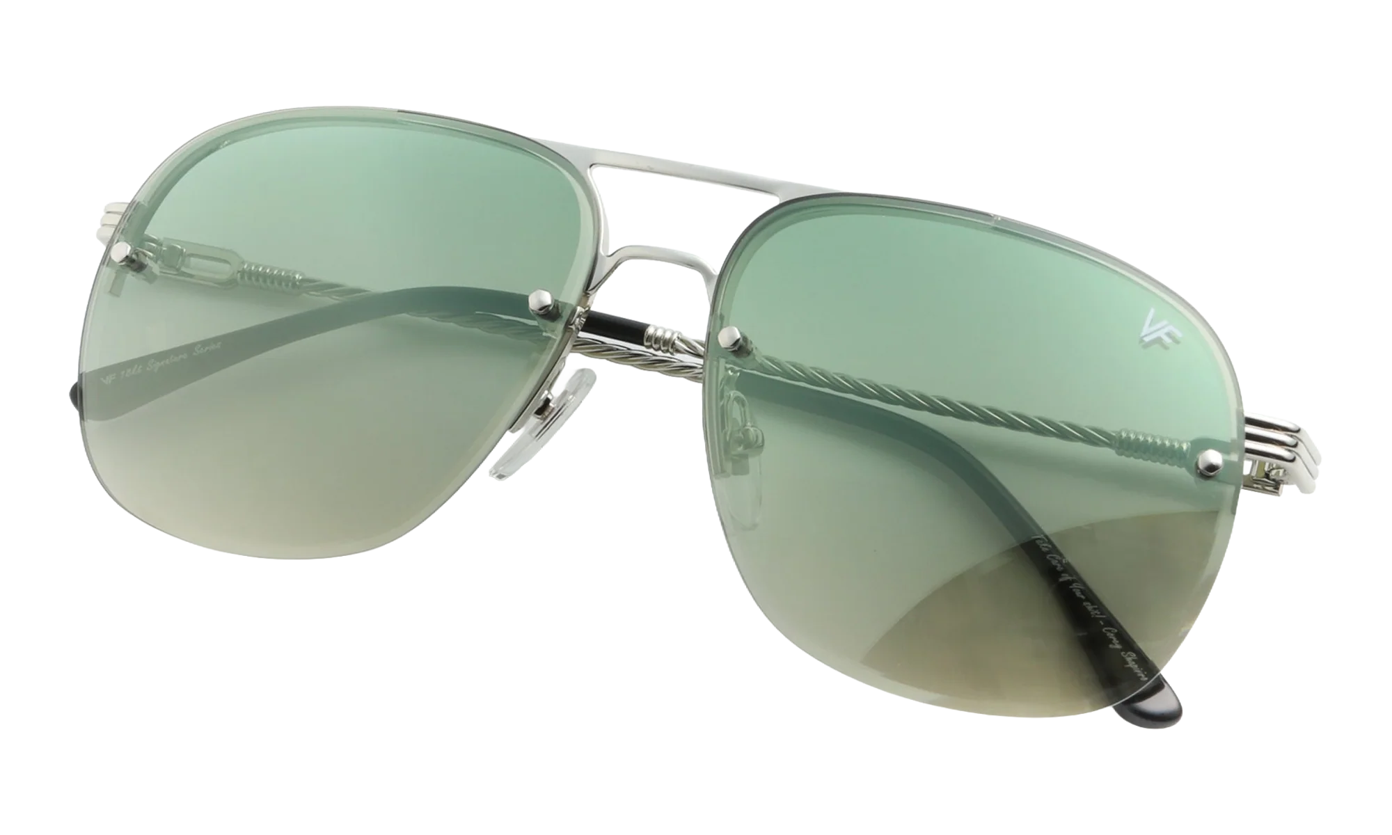 Snatch Bevel Rimless Drill Mount 18KT "White Gold / Pastel Green Gradient Flash Silver" DMSN2 0007 48D3