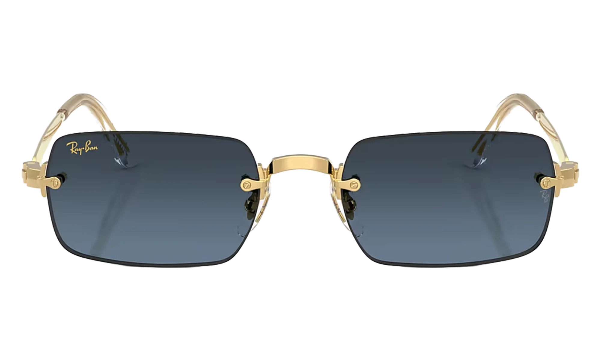 A$AP Rocky x Ray-Ban Rimless Square Glasses "Polished Arista Gold - Blue Gradient Dark Grey" 0RB3928 001/S2